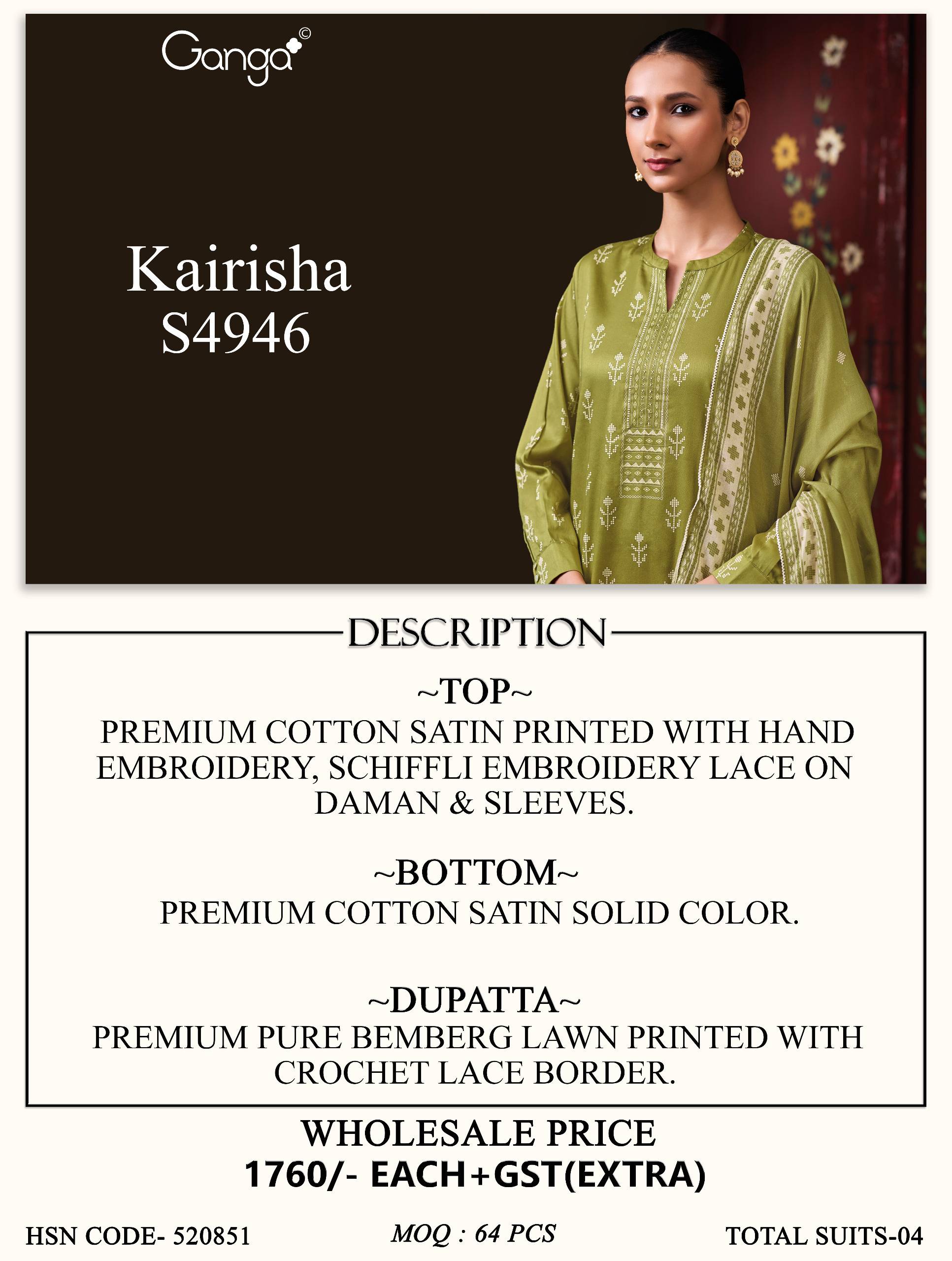 KAIRISHA 4946 SERIES By GANGAFASHION Stylish Beautiful Colourful COTTON SATIN Dresses At Wholesale Price